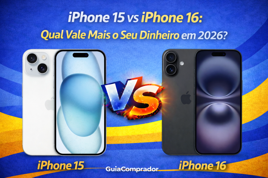 iPhone 15 vs iPhone 16: Descubra as diferenças reais em câmeras, desempenho e IA. Veja qual vale mais a pena comprar em 2026 neste comparativo completo e sincero!