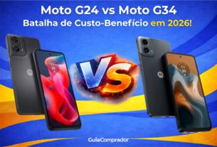 Motorola Moto G24 vs Moto G34: compare desempenho, câmera, bateria e preço para descobrir qual oferece o melhor custo-benefício em 2026.